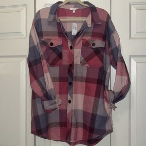 Maurice’s faux wool flannel pink and purple with pockets